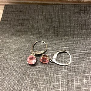 Simple pink leverback earrings